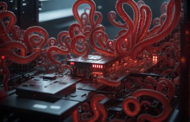 Monters virüs saldırısı sunucu bilgisayar devre kartı .