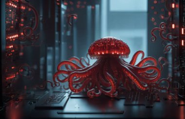 Monters virüs saldırısı sunucu bilgisayar devre kartı .