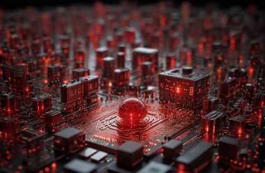 Monters virüs saldırısı sunucu bilgisayar devre kartı .