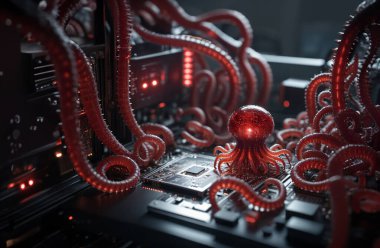 Monters virüs saldırısı sunucu bilgisayar devre kartı .