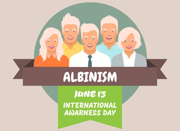 백색증 여성입니다 비정상적 백색증 유전자 백색증 인식의 International Albinism Awareness — 스톡 벡터