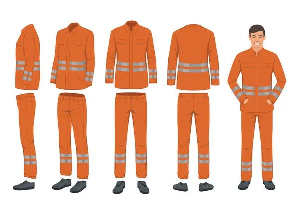 Güvenlik Üniforması Koruyucu Giysi Işçi Kıyafeti Güvenlik Yeleği Izole Güvenlik — Stok Vektör