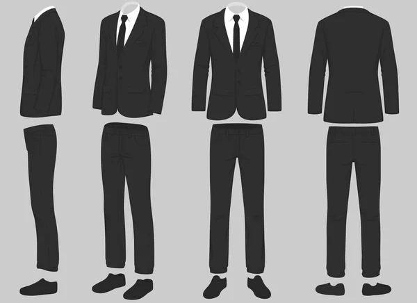 Vector Illustration Men Fashion Suit Uniform Jacket Pants Shirt Shoes — Stock Vector