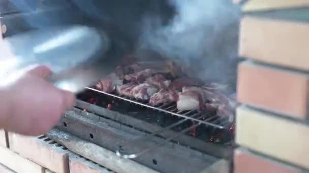 Cocina Barbacoa Carne — Vídeos de Stock