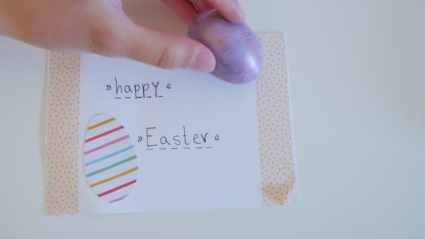 Krásné Velikonoční Pozadí Barevnými Velikonočními Vejci Velikonoční Přání — Stock video