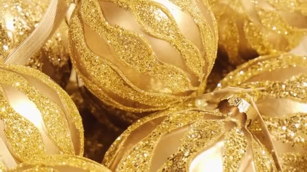 Weihnachten Goldene Kugeln Dekoration Für Weihnachten Oder Neujahr Gold — Stockvideo