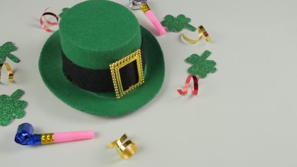 Sombrero San Patricio Colección Vacaciones Banner Para Fiesta Patricks — Vídeos de Stock