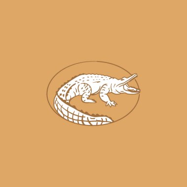 Klasik El Çizimi Timsah etiketi logosu