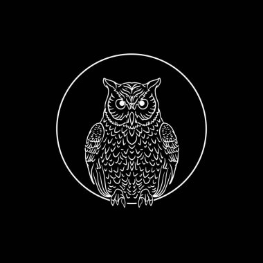 El çizimi baykuş izole edilmiş çember vektör tasarımı