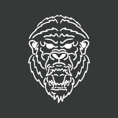 Kong Head outline vector logo illustration