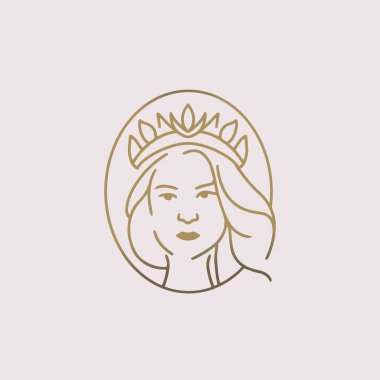 Beauty Lady With Crown Logo Salon Or Cosmetic