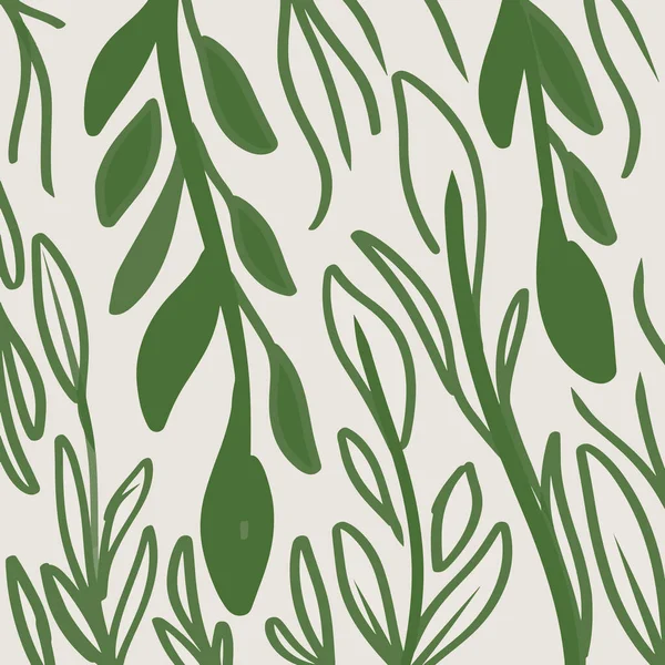 Бесшовный Узор Зелеными Листьями Векторная Иллюстрация — стоковый вектор