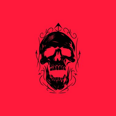 Siyah Kafatası Kırmızı Arkaplan Tasarımı