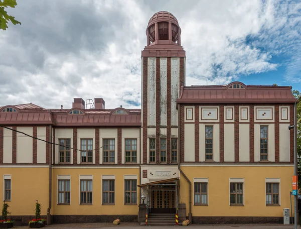 Finlandia Kotka Lipca 2022 Historyczny Budynek Liceum Przy Ulicy Kotkankatu — Zdjęcie stockowe