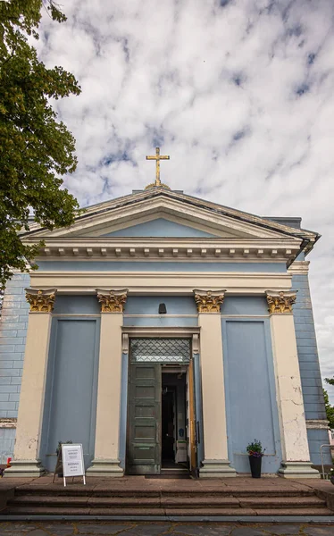 Finlândia Hamina Julho 2022 Entrada Frontal Para Igreja Azul Johns — Fotografia de Stock