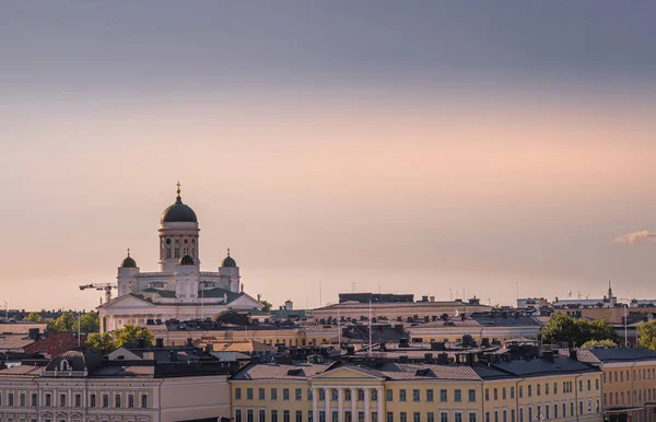 Хельсинки Финляндия Июля 2022 Года Закат Над Городским Пейзажем Собором — стоковое фото