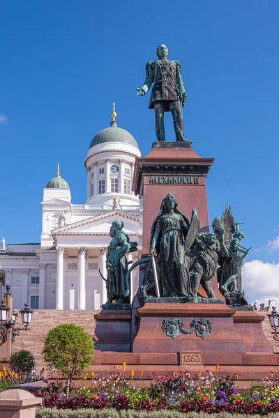 Helsinki Finland July 2022 Statue Tsar Alexander Russia Senate Square — Stock Photo, Image