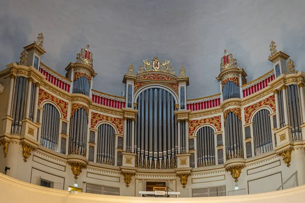 Helsinki Finnland Juli 2022 Großaufnahme Einer Massiv Dekorierten Goldenen Orgel — Stockfoto