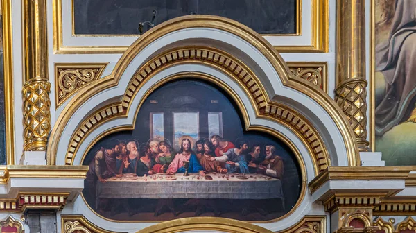 芬兰赫尔辛基 2022年7月20日 乌斯韦尔斯基主教座堂 与耶稣和他的列奥纳多 芬奇的使徒合影的最后的晚餐画 — 图库照片