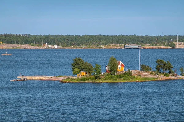 Helsinki Finland July 2022 Luotsitupa Yellow Red Cabin Rent Its — Stock Photo, Image