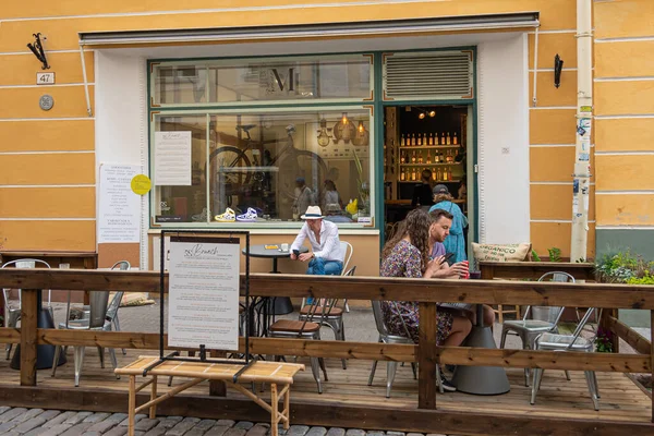 Εσθονία Ταλίν Ιουλίου 2022 Εμπρόσθια Όψη Της Καφετέριας 5Senses Στο — Φωτογραφία Αρχείου