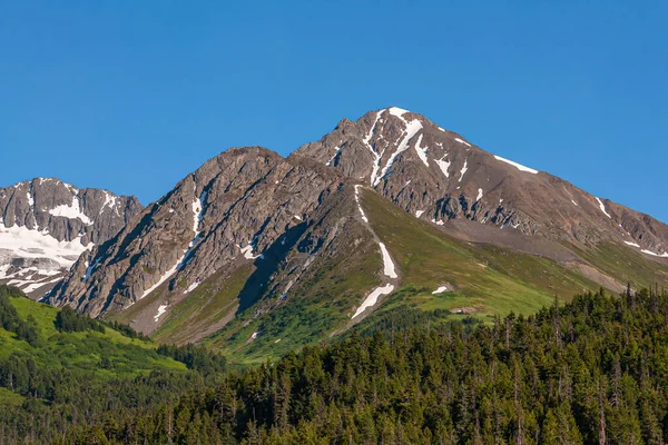 Moose Pass Alaska Usa Juli 2011 Grijs Berglandschap Met Sneeuw — Stockfoto