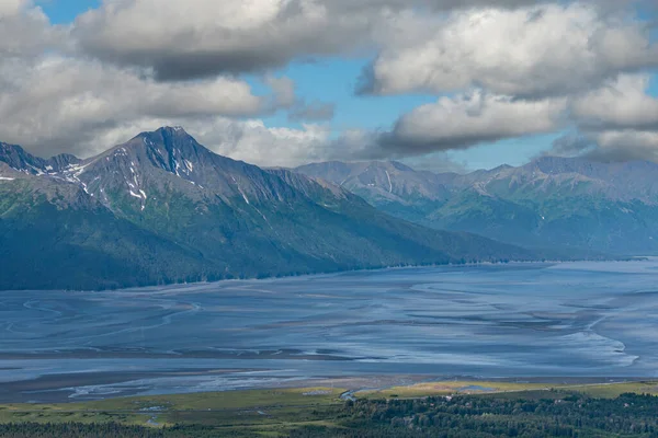 Girdwood Alaska Usa Juli 2011 Breed Landschap Toont Blauw Zand — Stockfoto