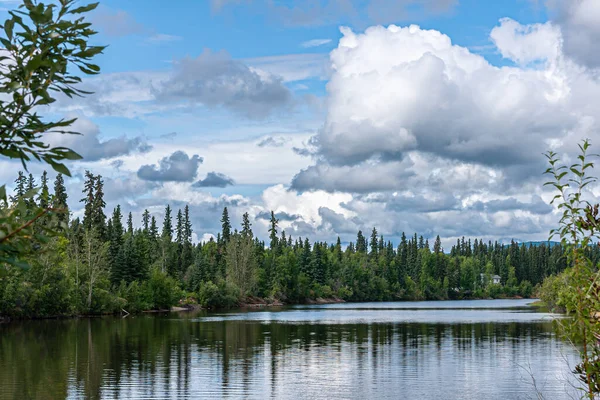 Fairbanks Alaska Usa July 2011 Blue Cloudscape Chena River Landscape — Stock Photo, Image