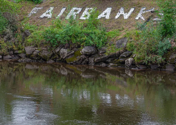 Fairbanks Alaska Usa July 2011 Όνομα Της Πόλης Γράφεται Άσπρες — Φωτογραφία Αρχείου