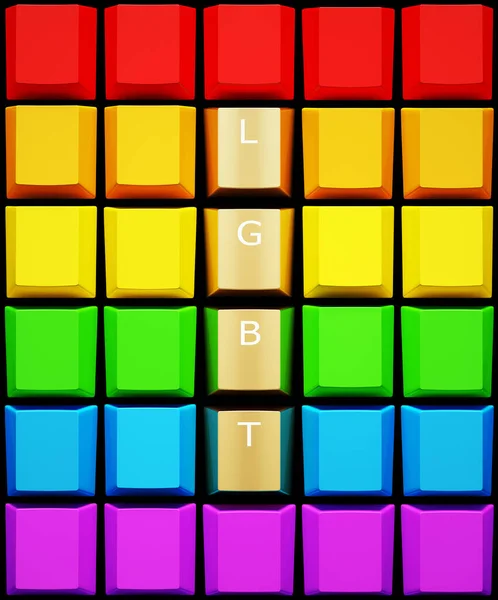 Guld Hbtq Rainbow Pride Tangentbord Nycklar Digital Online Identitet Dator — Stockfoto