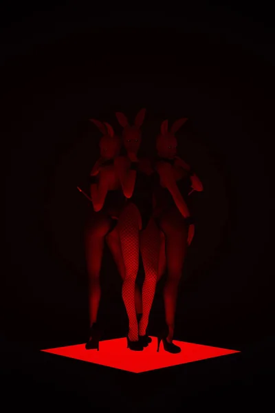 Vámpír Japán Nyuszi Lányok Csábító Boszorkányság Vörös Ördög Disco Stílusos — Stock Fotó