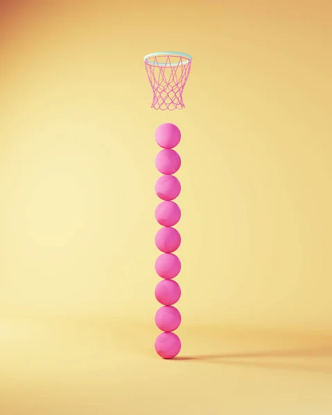 Pink Basketball Blue Hoop Net Game Competition Court Spel Leuke — Stockfoto