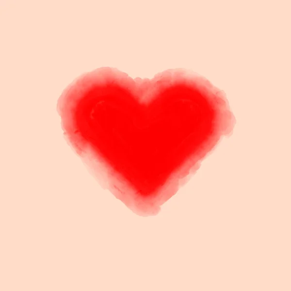 Niedliches Rotes Aquarell Herz Liebe Valentinstag Symbol Romantik Valentinstag Handgezeichnete — Stockfoto