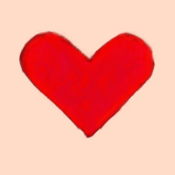 红色油画心上人爱恋情人象征情人节浪漫情人节手绘画笔画图 — 图库照片
