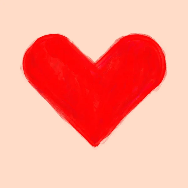 红色干面团彩绘蜡笔画爱情情人节象征浪漫情人节手绘插图 — 图库照片