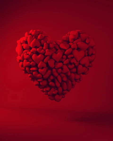 Corazón Rojo Formado Partir Corazones Más Pequeños Día San Valentín —  Fotos de Stock
