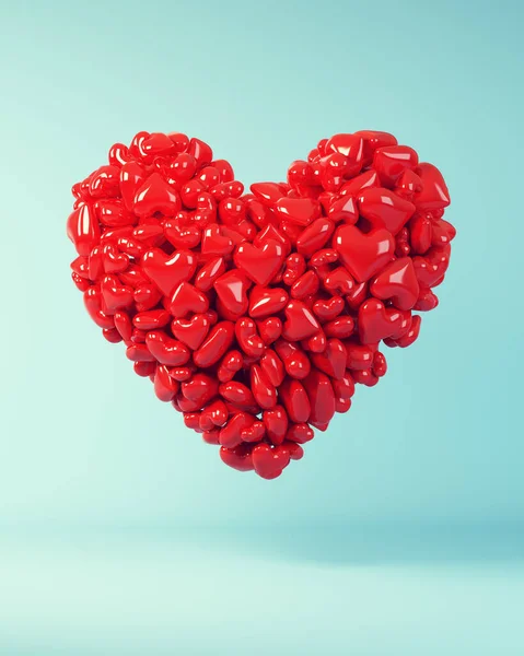 Corazón Rojo Formado Partir Corazones Más Pequeños Día San Valentín —  Fotos de Stock