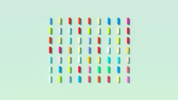 Pillole Compresse Farmaco Multi Colore Orizzontale Piatto Laico Verticale Farmaceutico — Foto Stock