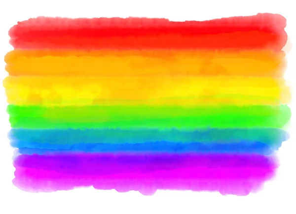 Colourful Rainbow Watercolour Hand Painted Traditional Lgb Pride Pattern Flag — Stock Photo, Image
