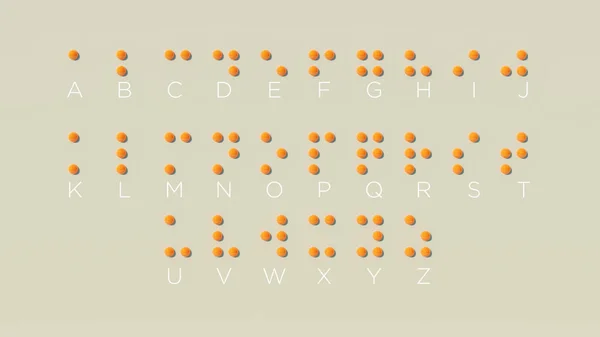 Braille Alphabet Text System Yellow Orange White Formed Out Raised — Stock Photo, Image