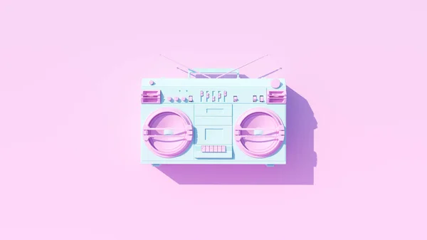 Pale Blue Pink Vintage Style Boombox Portable Cassette Player Stereo — Stock Photo, Image