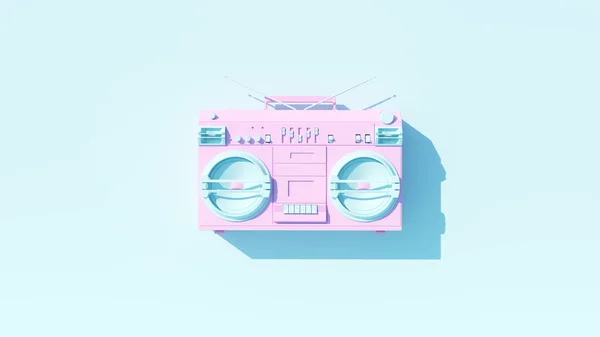 Pale Pink Blue Vintage Style Boombox Portable Cassette Player Stereo — 图库照片