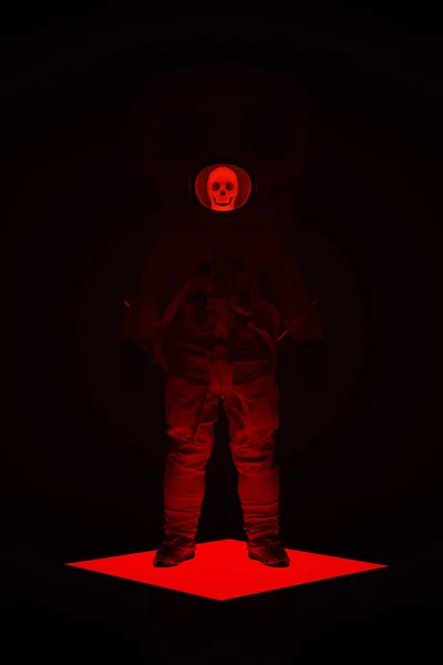 Red Astronaut Dead Occult Skull Cyber Punk Retro 1990S Sci — Stock Photo, Image