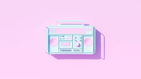 Pale Blue Pink Vintage Style Boombox Portable Cassette Player Stereo — 图库照片