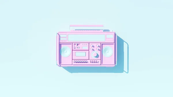 Pale Pink Blue Vintage Style Boombox Portable Cassette Player Stereo — 图库照片
