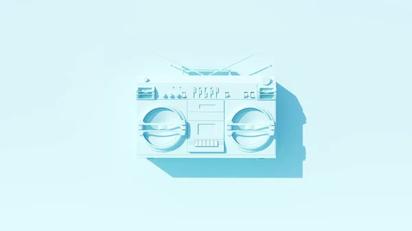 Pale Blue Vintage Style Boombox Portable Cassette Player Stereo Speakers — 图库照片
