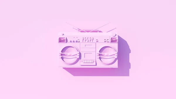 Pale Pink Vintage Style Boombox Portable Cassette Player Stereo Speakers — Stok fotoğraf