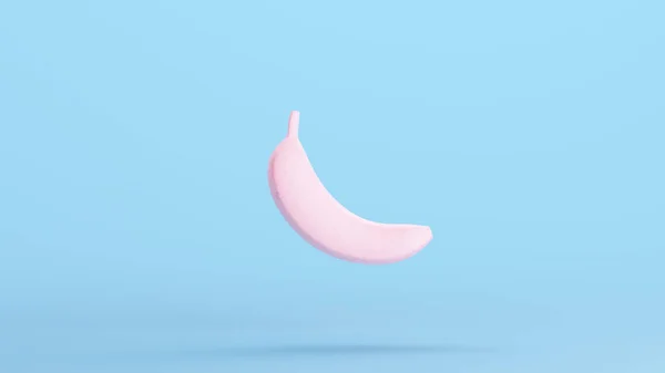 Rosa Banane Obst Objekt Weiche Verspieltheit Pastell Kitsch Blauer Hintergrund — Stockfoto