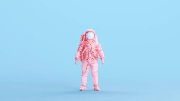 Pembe Spaceman Astronot Kozmonot Uzay Giysisi Klasik Retro Kitsch Mavi — Stok fotoğraf