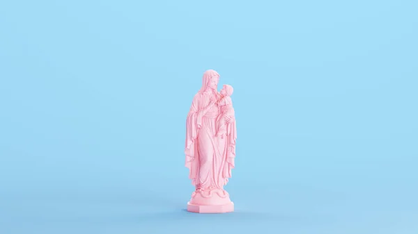 Pink Mary Mother Woman Baby Jesus Statue Holy Mother Modern — 스톡 사진